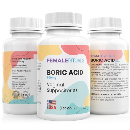 [BRSWYZQ5PMPR6ETO] FEMALE RITUALS Boric Acid Suppositories for Women 600mg 30 Pack - Vaginal Suppository for Odor Control, Ph Balance & Vaginal Intimate Health Solution for Women
