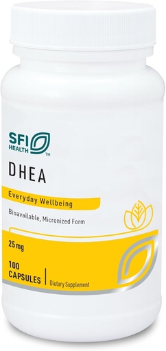 [BRSWK2QPAIOAOCQ5] Klaire Labs SFI Health DHEA 25mg - Dehydroepiandrosterone Derived from Wild Yam - Mikronizovaný pro vyšší absorpci - bez sóji, hypoalergenní doplněk pro muže a ženy (100 kapslí)