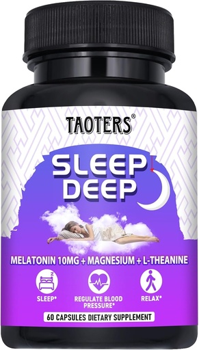 [BRSRA2YDAAOQAEIU] Melatonin 10mg with L-Theanine, Magnesium and More Sleep Support for Adults | 60 Capsules = 60 Day Supply