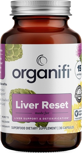 [BRSWGAIPOYHBMADG] Organifi - Lever resetten - Lever detox - Digestieve en immuunondersteuning - Bevordert Cellular Energy Production, 30 capsules
