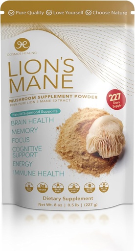[BRSRAHT2BYBGAYA2] Lion's Mane Mushroom Supplement Powder, 8 oz | Natural Superfood for Focus, Memory, Brain Health, Cognitive Support, Immune Boost, Nerve Health, Energy | 227-Day Supply | Vegan, Non-GMO
