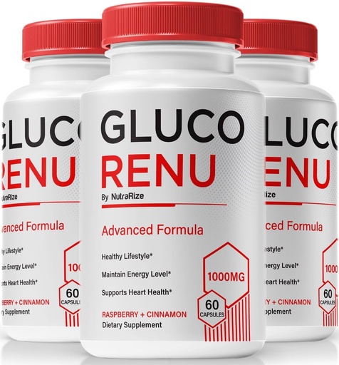 [BRSRAAIZBF6QMALU] (3 Pack) Gluco Renu Capsules, Official GlucoRenu Pills, Natural Support For Healthy Levels, Circulation and Balance, Premium Formula Blood Vessel Cleaner, GlucoReNu Glyco Optimizer (180 Capsules)