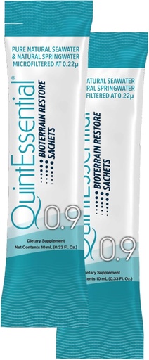 [BRSWYGIBPNYAICA4] Quicksilver Scientific Quintessential 0.9 Sachets - isotone oplossing met zeewatermineralen + Alpine Spring Water - Liquid Hydration, Electrolyte + Multi Minerals Supplement (30 Tellen)