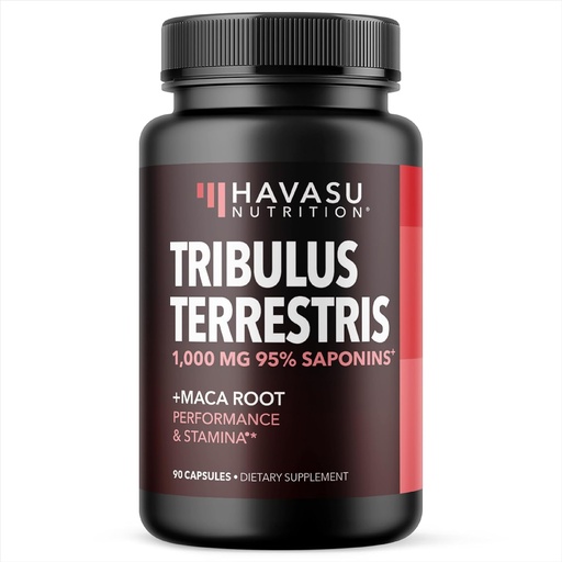 [BRSRMEIBOUBBYH3G] Tribulus Terrestris for Men 1000mg (%95 Saponins) Maca Root Powder 500mg-rekin - Gizonezko errendimenduaren laguntza gehigarria - 90 Count - Energia, Vitalitatea, Onurance - Ez-GMO kapsulak - 45 eguneko hornidura