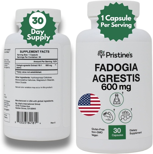 [BRSROBT7AF7BQYDX] Fadogia Agrestis 600MG 30-Day Supply Sports Nutrition Testosterone Booster Support Capsules - Muscle Building & Vitality Support Extract Supplement - Gluten Free - Non-GMO