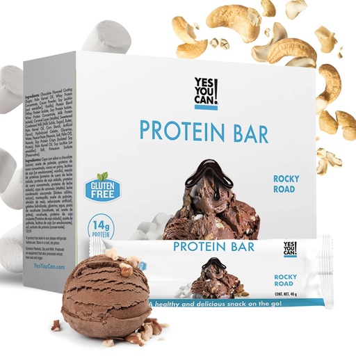 [BRSW2AD7CF6AGE35] Yes You Can! High Protein Bites - Box of 7-1 Pack: High Protein Snacks for the Whole Family, Protein-Rich Snack, Savory and Flavorful Protein Snack, Healthy and Crunchy Snack On the Go (Rocky Road)