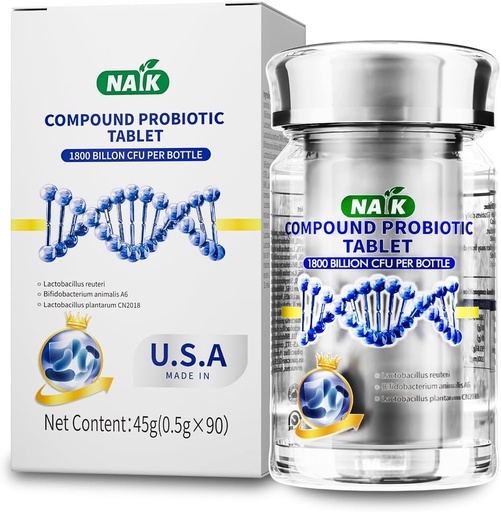[BRSRAFQOB4PAGAD3] NAIK Probiotics 1800 Billion CFU - 10 Strains + Organic Prebiotics - Immune, Digestive & Gut Health - Supports Occasional Constipation, Diarrhea, Gas & Bloating - for Women & Men - 45ct
