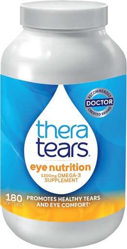 [BRSWYBD5OQFBE2TL] TheraTears Omega 3 Supplement for Eye Care, 1200mg Fish Oil and Organic Flaxseed Oil with Vitamin E, 180 Count