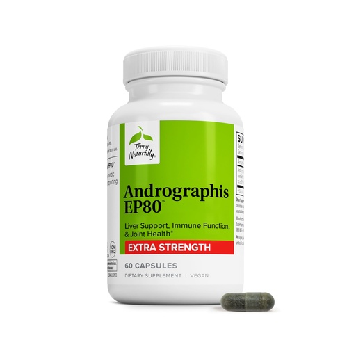 [BRSWGGDYCR4GE2DU] Terry Naturally Andrographis EP80 Extra Strength - Brain Health & Immune Support - Joint Health Supplement to Aid Mobility - Vegan Adaptogen Supplement for Energy & Liver Support - 60 Capsules