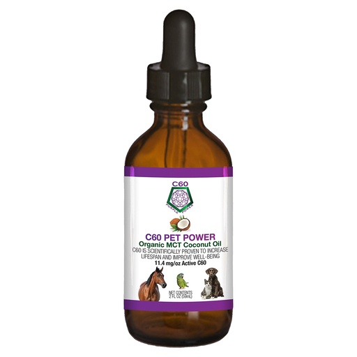 [BRSWYY36OB5ROHLV] C60 Power for Pets - C60 in Organic MCT Coconut Oil, Natural Wellness Support for Dogs & Cats, Pure Carbon Fullerenes, Promotes Healthy Aging, Energy, & Mobility - 2 fl oz Bottle