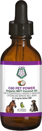 [BRSWYY36OB5ROHLV] C60 Power for Pets - C60 in Organic MCT Coconut Oil, Natural Wellness Support for Dogs & Cats, Pure Carbon Fullerenes, Promotes Healthy Aging, Energy, & Mobility - 2 fl oz Bottle