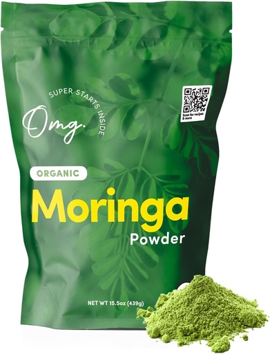 [BRSROGA3DJ6A2GTK] OMG! Superfoods Organic Moringa Powder - 100% Pure, USDA Certified Organic - Good Source of Calcium, Iron, Vitamin A, Vitamin E & More! - 15.5 Ounces (1 Package)