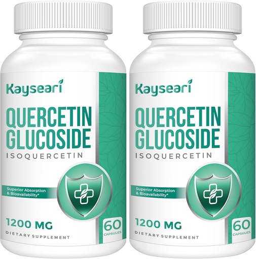[BRSRMFICPMPQE2DV] Quercetin Glükosiidi 1200 mg toidulisandid - isokretsetiin koos 6X biosaadavusega, 120 Veggie kapslit, sisaldavad musta pipart & Rutiini Maxi imendumiseks