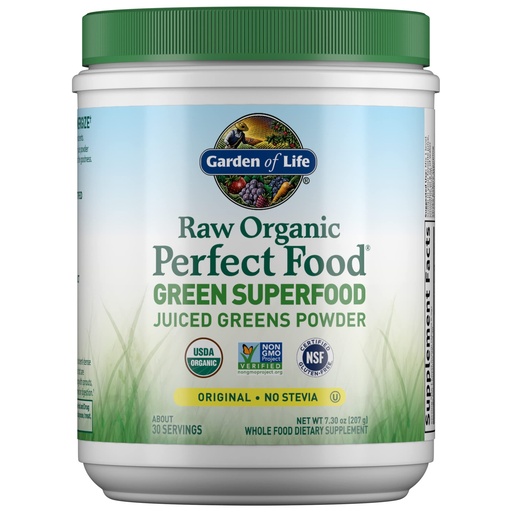 [BRSWIYABBJ4BQCTE] Garden of Life Raw Organic Perfect Food Green Superfood Juiced Greens Powder - Original Stevia-Free, 30 Servings, Non-GMO, Gluten Free Whole Food Dietary Supplement, Alkalize, Detoxify, Energize