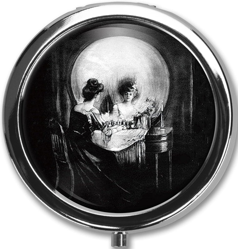 [BRSRM2YOCEHR4ELO] Pill Box Case Pillbox Holder Trinket Stash Box Arsenic Style Medicine Pill Organer Case (Skull)