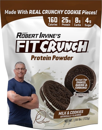 [BRSW2ED5A4PBGCT4] FITCRUNCH Tri-Blend Whey Protein, Keto Friendly, Alhaiset kalorit, korkea proteiini (18 tarjoilut, maito & evästeet)