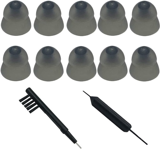 [BRSW2YI3DJ4GMCIZ] Smokey Hearing Aid Power Domes Close Domes Ear tips for ReSound Sure Fit Style RIC RITE and Open Fit BTE Hearing Amplifier with Cleaning tools Brush Cleaner and Carry Case (Smokey, Medium)