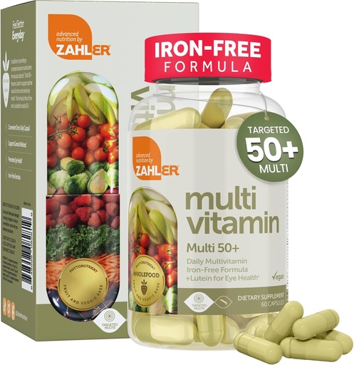 [BRSROCDQCEIRM3T4] Zahler Multivitamin 50+,无铁配方+Lutein促进眼部健康,60 Capsules.