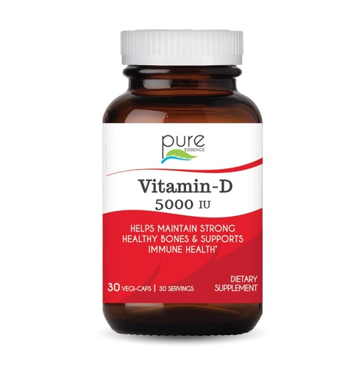[BRSWIYYPDMDBACLU] Pure Essence Labs Vitamin D - 5000 IU of Vitamin D from 100% Pure Cholecalciferol - 30 Vegetarian Capsules