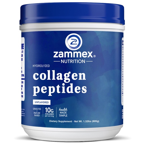 [BRSWEC34BB6GAHYU] Zammex Premium Collagen Peptides Powder Unflavored,Hydrolyzed Proteins Types I & III, Supports Hair, Skin, Nails, Joints, Grass Fed, Non-GMO, Gluten-Free,Paleo & Keto Friendly,60 Servings