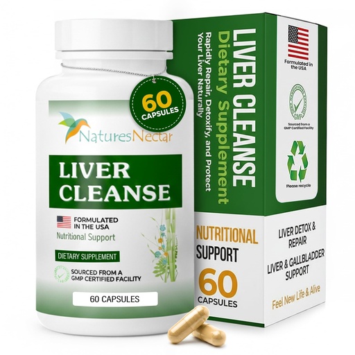 [BRSWKFAAAYAQGALY] Nature's Nectar Liver Cleanse Detox & Repair – Active Liver Support Supplement with Milk Thistle Liver Detox – Helps Repair & Protect Liver, Aids Fatty Liver & Gallbladder Health – 60 Capsules