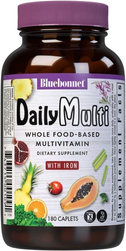 [BRSWIYQTPJ6GM23O] Bluebonnet Nutrition Super Earth MultiNutrient Formula (raudan kanssa), Daily Nutritional Support, Gluteeniton, Kosher Certified, Dairy Free, Kasvissyöjä Friendly, 60 Tarjoilut, Green, 180 Count