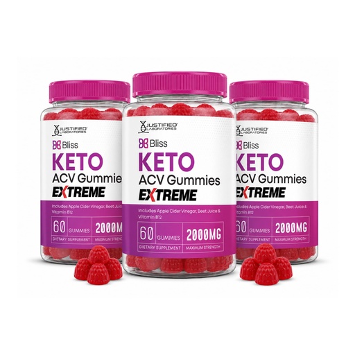 [BRSROCTQDICBYG3F] Justified Laboratories Bliss Keto ACV Gummies Extreme (2000 mg) - 60 Count, Pack of 3 - Made with the Mother & Vitamin B12 - Non-GMO, Vegan, Gluten Free - 90 Servings