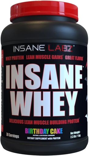 [BRSROZYZBEPAK23P] Insane Labz Insane Whey,100% Lihas Building Whey Protein, BCAA Amino Profile, Mass Gainer, Aterian korvaaminen (Birthday Cake, 30 Tarjoilut)