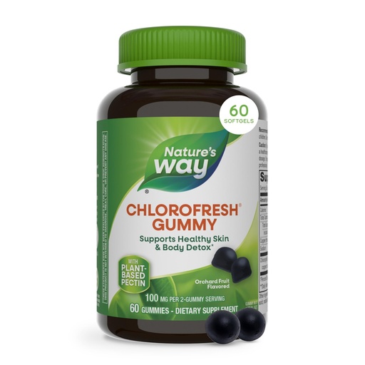 [BRSRM23RCNYBEFDL] Nature's Way Chlorofresh Chlorophyll Gummies, Supports Healthy Skin and Body Detox*, Internal Deodorant*, Orchard Fruit Flavored, 60 Gummies