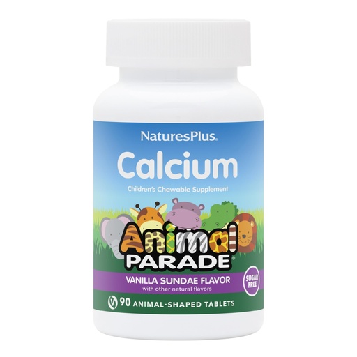[BRSWIEDRDFYWIYDI] NaturesPlus Animal Parade Sugar-Free Children's Calcium, Vanilla Sundae Flavor - 90 Chewable Animal Shaped Tablets - Magnesium for Bone Health - Gluten Free - 45 Servings