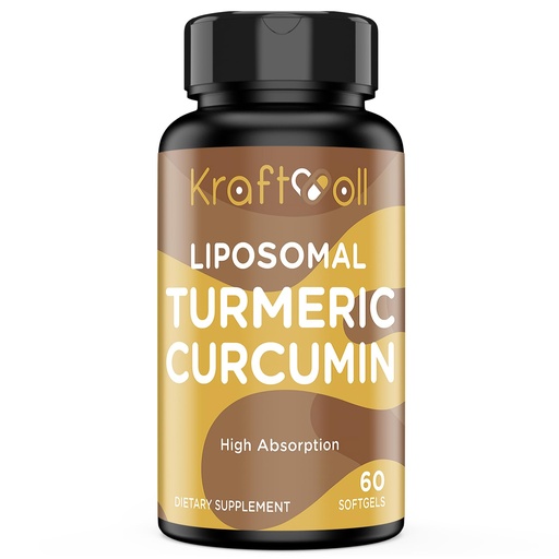 [BRSRAZAQCR4GMA3D] Liposomal Turmeric Curcumin Supplement 2200 mg with Black Pepper Extract 15 mg for High Absorption and Joint Function, 60 Softgels for Adults