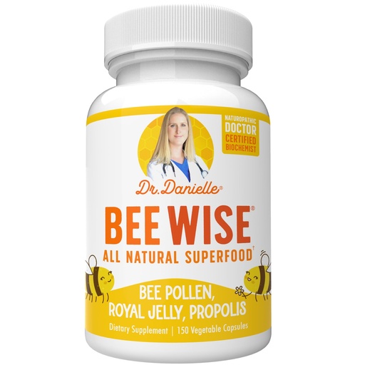 [BRSWIF3RO4EAED3O] Dr. Danielle's Bee Wise - Bee Pollen Supplement - Bee Well with Royal Jelly, Propolis, Beepollen in 4 Daily Bee Pollen Capsules