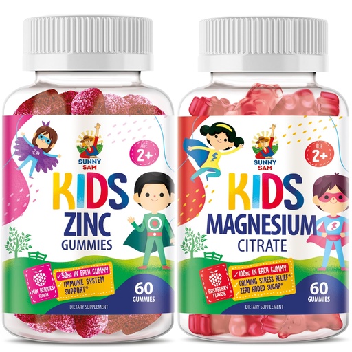 [BRSRAYL2B4OQ2H36] SUNNY SAM Zinc Chewable Gummy & Magnesium Gummies for Kids
