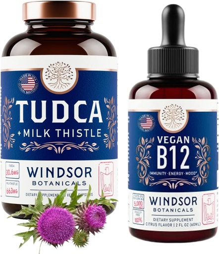 [BRSROCY5AQCQM3DU] WINDSOR BOTANICALS Tudca with Silymarin Milk Thistle and Vegan Vitamin B12 Liquid - Health Support Bundle