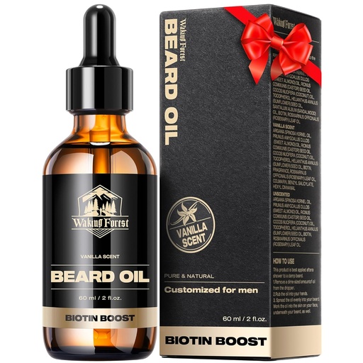 [BRSRAFIOOQHQEHY3] Waking Forest Beard Oil - 60ml Vanilla Biotin Beard Oil for Men Thicker Beard with Vitamin E, Rosemary, Castor Mustache Oil for Black Men, Softens & Strengthens Beard Care Oil