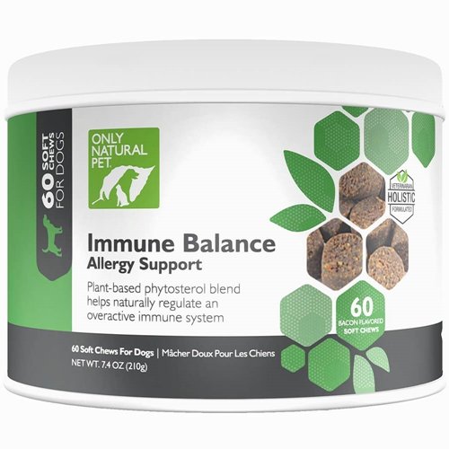 [BRSWG2YQCUHAKDTD] Only Natural Pet Immune Balance - Immunity Booster for Itchy Skin Licking & Scratching w/Phytosterols for Seasonal or Food Allergies Vitamin Supplement for Healthy Dogs - 60 Soft Chews