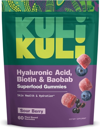 [BRSROA3YOV5Q4AA7] Kuli Kuli Super Gummies - Integratori della pelle con Baobab, Elderberry e Biotin - Aiuta a sostenere la salute della pelle - 60 Non OGM, Gummie senza glutine