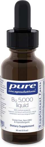[BRSWIYLRBUJWOET6] Pure Encapsulations B12 5,000 Рідина - Вітамін B12 етилкобаламін добавки для підтримки енергії, здоров'я, когнітивні функції та клітин крові * - Рідкі краплі - 1 Fl Oz