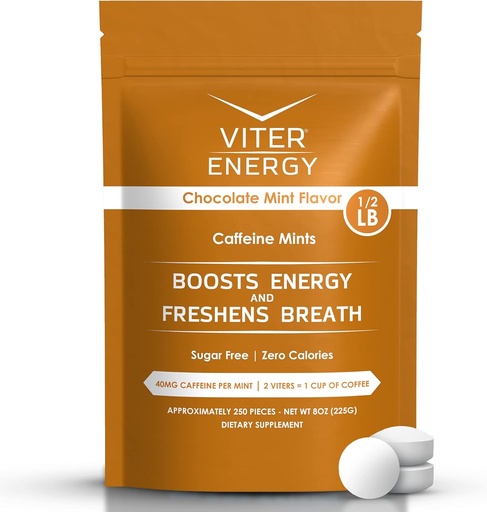 [BRSWGFT7C4HWOYLD] Viter Energy 40mg Caffeine Mints - Sugar Free, B Vitamins, Vegan, Boosts Fast Energized Alert Focus, Caffeinated Nootropic Supplement Pills (Chocolate Mint Flavor, 8oz, Bulk Bag)