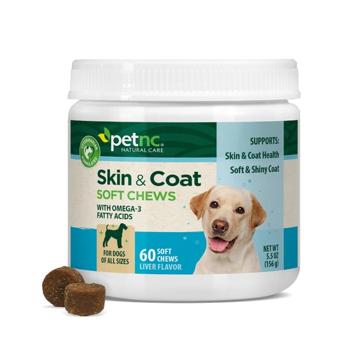 [BRSWIBY3CIFBSADU] PetNC Skin & Coat Soft Chews for Dogs with Omega-3, 60 Count | Dog Skin & Coat Soft Chews with omega-3, EPA & DHA to Promote Healthy Skin & A Soft, Glossy Coat, Dogs 18 Weeks & Older