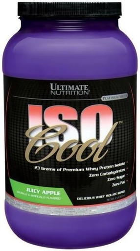 [BRSWIZYTPIPRKYA3] Ultimate Nutrition ISO Cool Pure Whey Protein Isolaat Poeder - Keto Friendly - 0 Carb 0 Vet 0 Suiker - 23 Gram eiwit per portie, 2 Pond, sappig Apple