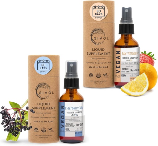 [BRSRAZABBUMBU2D3] Organic Elderberry Mist-Sambucus Nigra (Extra Strength) and Vitamin C Extra Strength Spray Mist: Daily Absorption Liquid Extract - Non-GMO - Immune Boost Optimizes Wellness Benefits