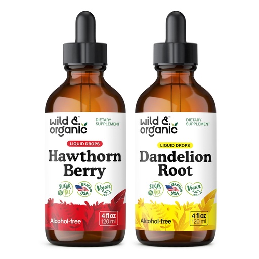 [BRSRABD4ABYAGCD6] Wild & Organic Hawthorn Berry Tincture 4 fl oz & Dandelion Root Tincture 4 fl oz