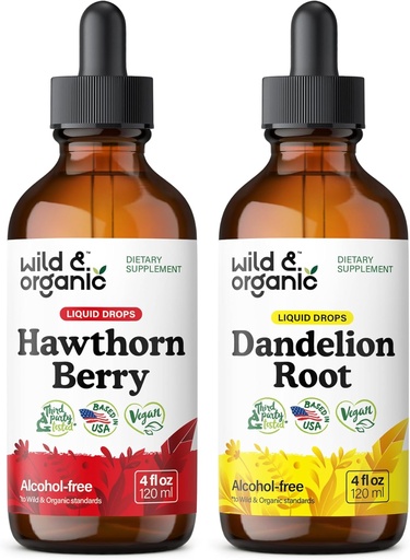 [BRSRABD4ABYAGCD6] Wild & Organic Hawthorn Berry Tincture 4 fl oz & Glaneon Root Tincture 4 fl oz