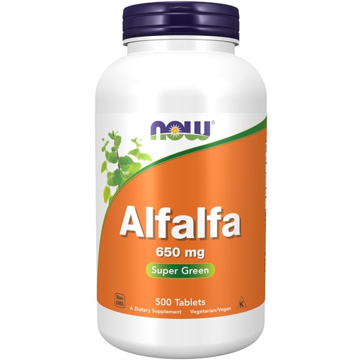 [BRSWIY35BZ6GGC3I] NOW Supplements, Alfalfa 650 mg source of Vitamin K, Green Superfoods, 500 Tablets