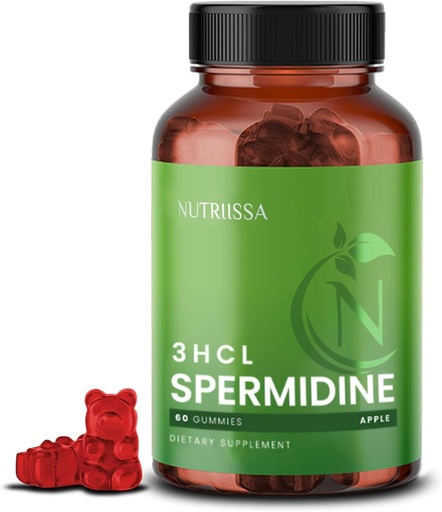 [BRSRAAT4B4DQIA3U] Nutriissa Spermidine Gummies 10mg (99% Spermidine 3HCL) – Cellular Health & Longevity Support – EPEB Certified for Purity & Potency – 60 Apple Flavored Vegan Gummies