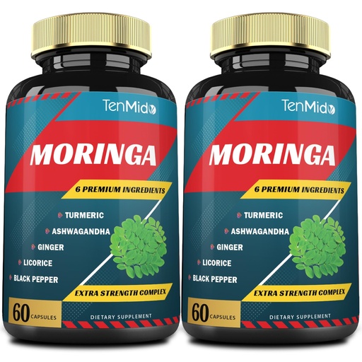 [BRSWYCDRBBYBMCL7] 2 Packs Moringa Capsules, 4 Months Supply with Turmeric, Ashwagandha, Ginger, Licorice, Black Pepper | Immune Support, Energy Booster | Oleifera Leaf Herb Supplements