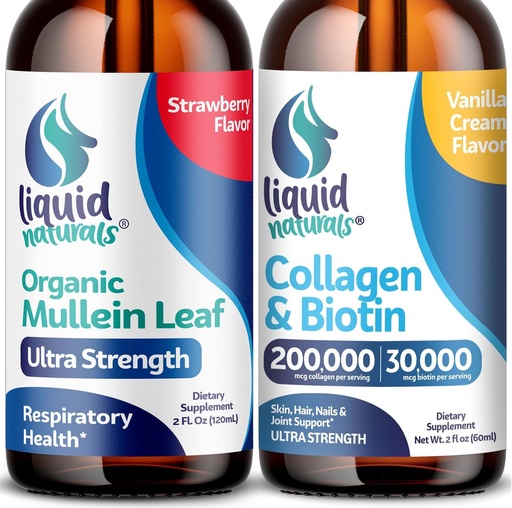 [BRSRAAIKAECRUDIZ] Wellness LABSRX Mullein Leaf Drops for Lungs, 2 Fl. Oz - Liquid Collagen and Biotin, 2 Fl. Oz