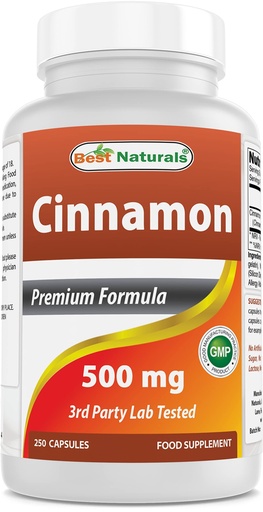 [BRSWIBY2OUAQEEA5] Best Naturals Cinnamon 500 mg 250 Capsules (250 Count (Pack of 1))
