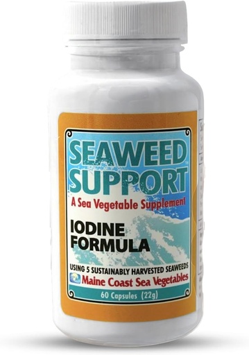 [BRSWGZ34PIFBM2AV] Maine Coast Seaweed Support Iodine Formula | Iodine iturria Seaweed-etik | Eguneroko erabilera Iodine osagarria | Organikoa Alaria, Rockweed, Sea Lettuce, Dulse & Bladderwrack nahasketa | 60 kapsula